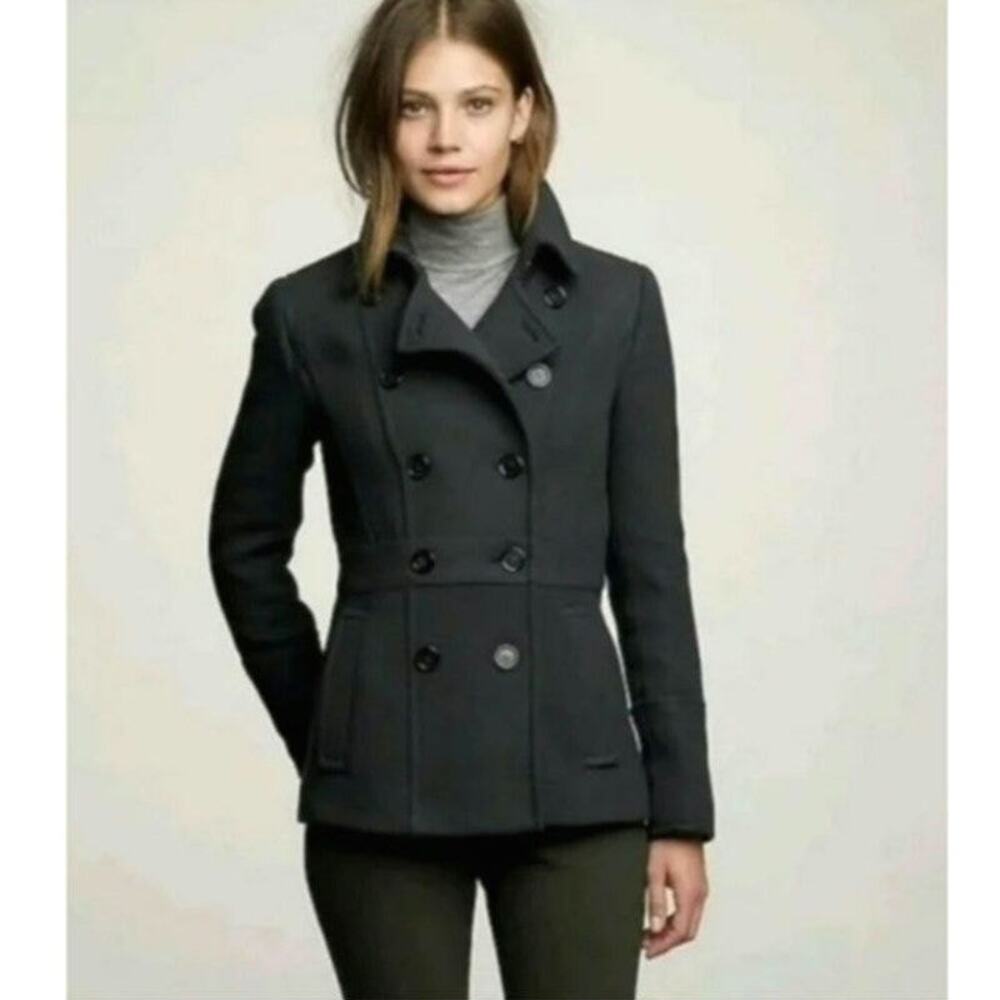 J Crew Stadium Cloth by Nello Gori Peacoat Double Breasted Wool Gray Size 4 - Picture 15 of 16